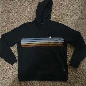 Black Hoodie with Striped Design